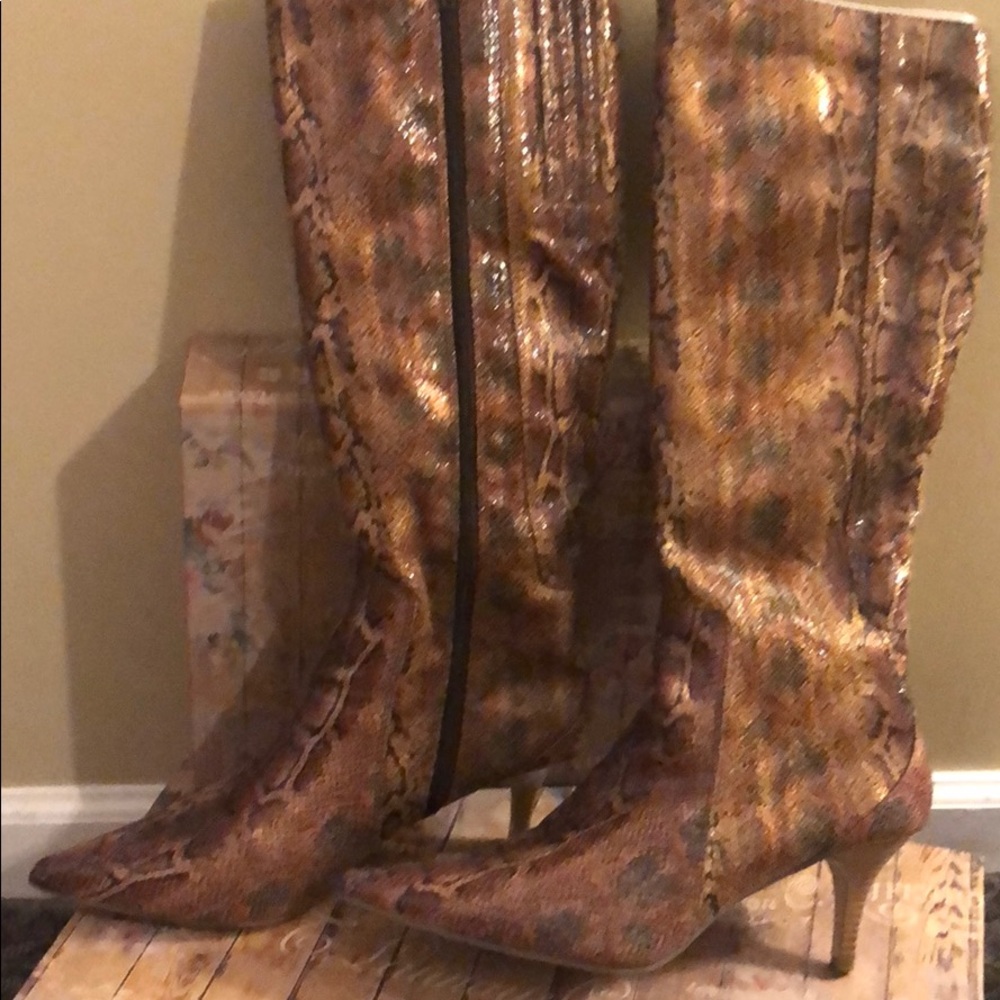 Ann Marino Faux Snakeskin Boots